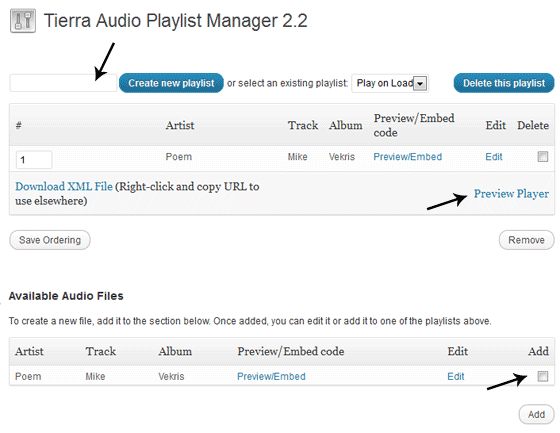 Audio Player Options Audio Player Options