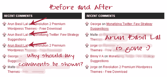 Recent Comments: Before and After Recent Comments: Before and After