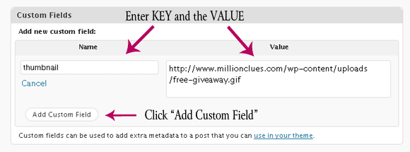 Enter Key and Value Enter the Key and the value