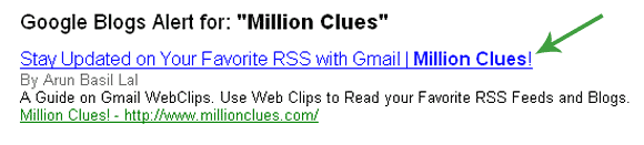 The Google Alert The Google Alert as it Hits your Inbox: See the Page Title