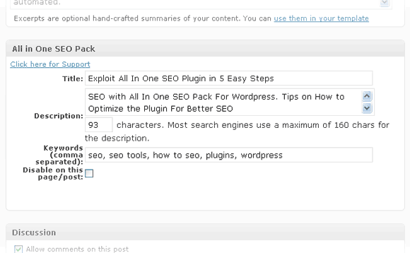 SEO Pack on the Post Editor The Widget on the Post Editor